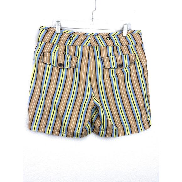 Hei Hei Shorts Size Large 10/12 (See Desc) Yellow Tan Stripe Anthro Boho Utlity - Picture 2 of 10